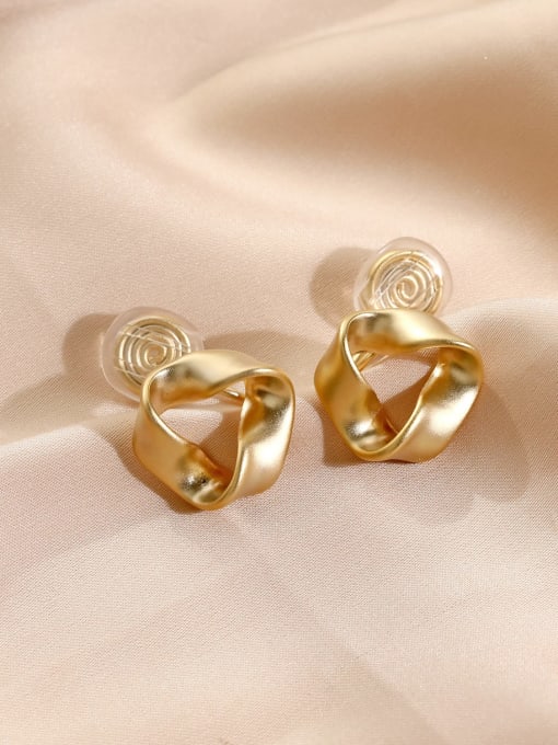 matte  gold [ ear clip] Brass Holllow Geometric Minimalist Clip Earring